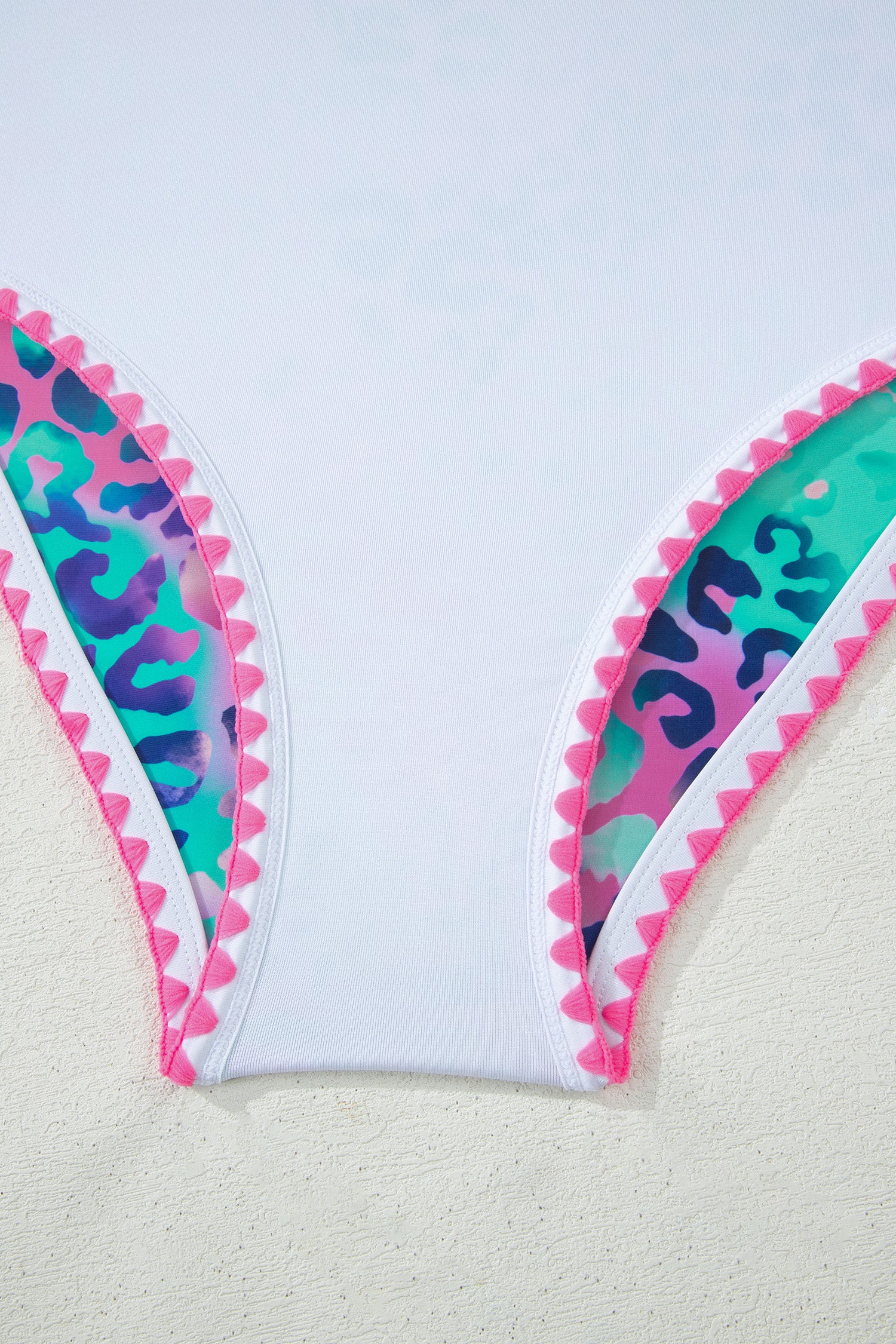Pink Leopard Ricrac Trim Square Neck High Waist Bikini