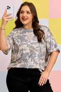 Multicolor Retro Camouflage Print Plus Size T Shirt