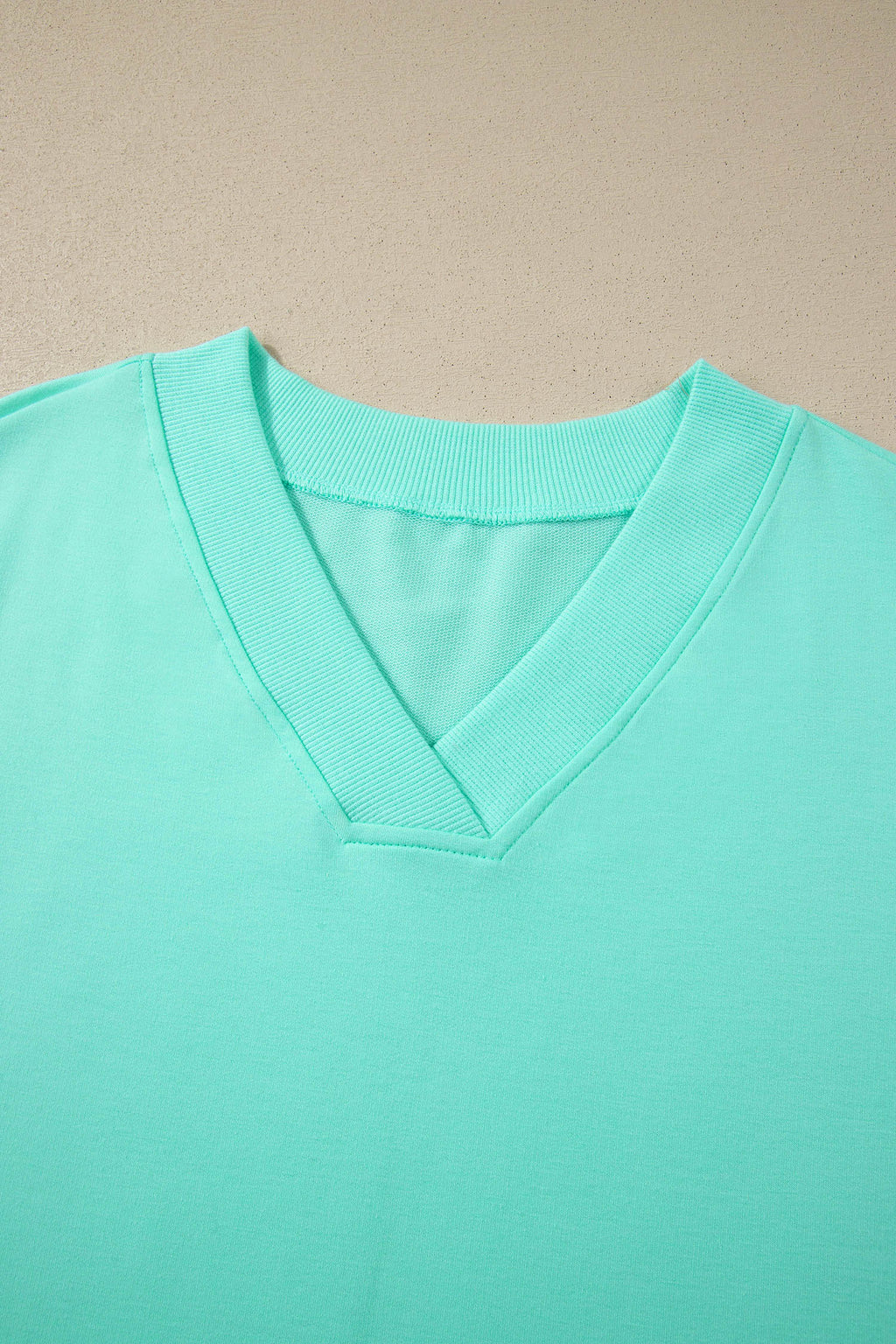 Mint Green V Neck Short Sleeve Top Drawstring Shorts 2pcs Set