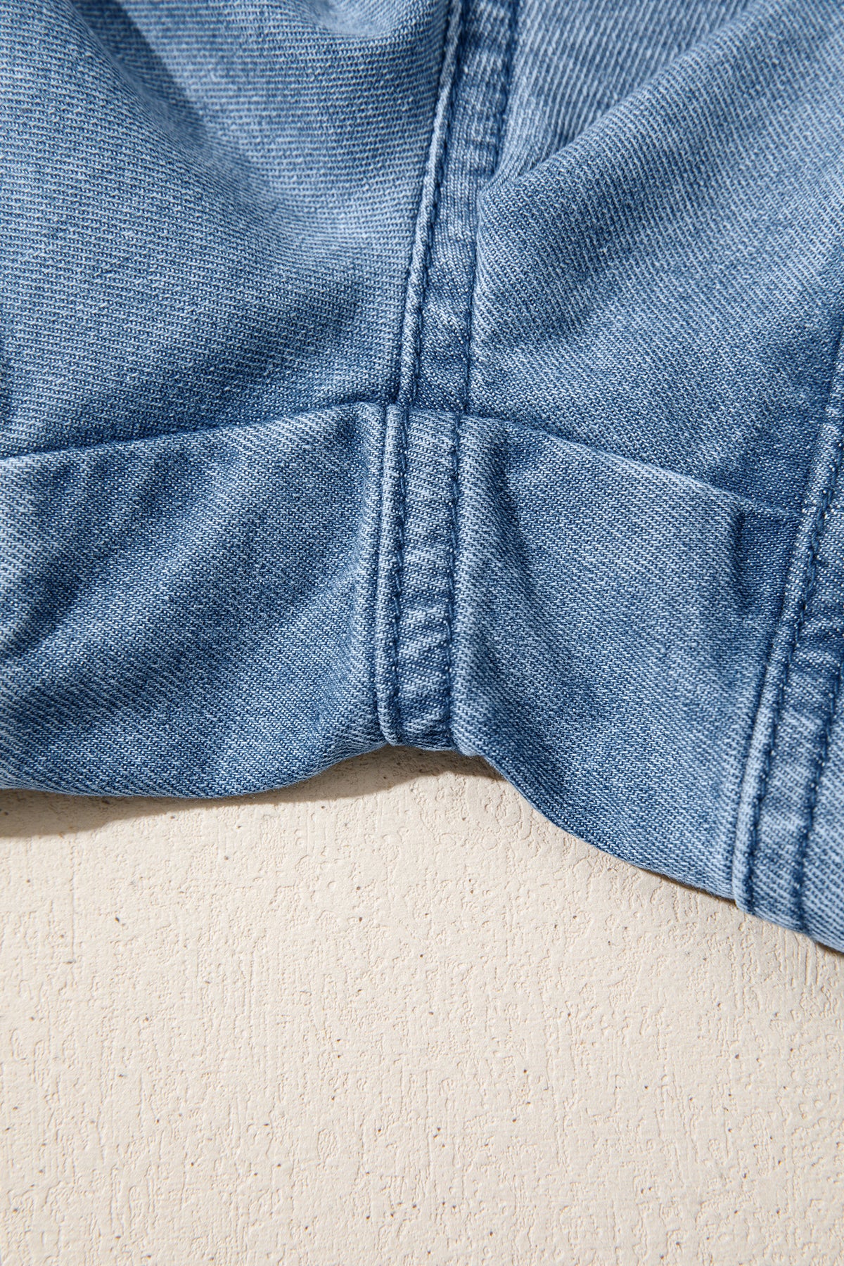 Dusk Blue Smocked Elastic Waist Denim Shorts