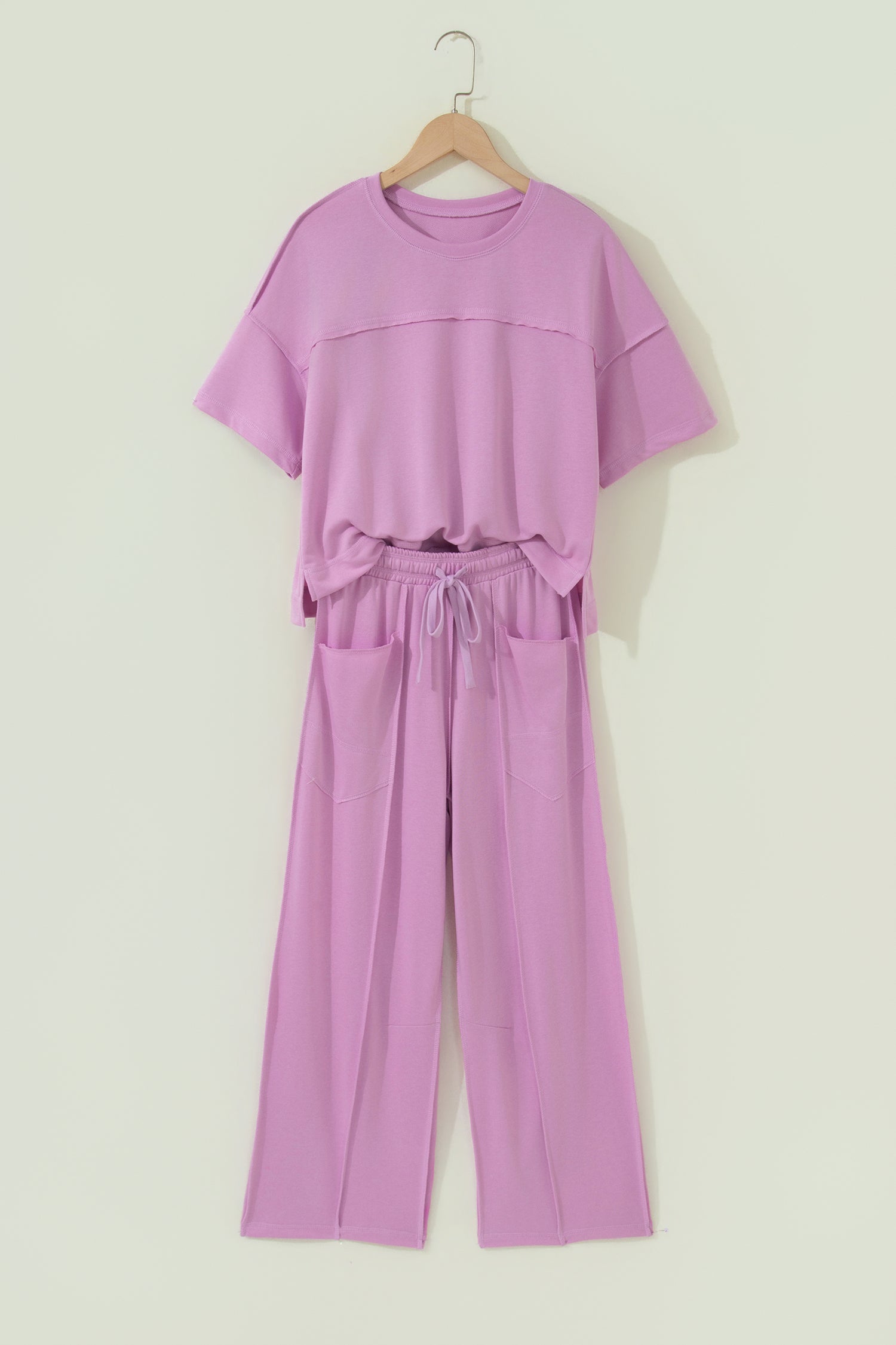 Orchid Bouquet Drop Shoulder Boxy Tee and Barrel Pants Set