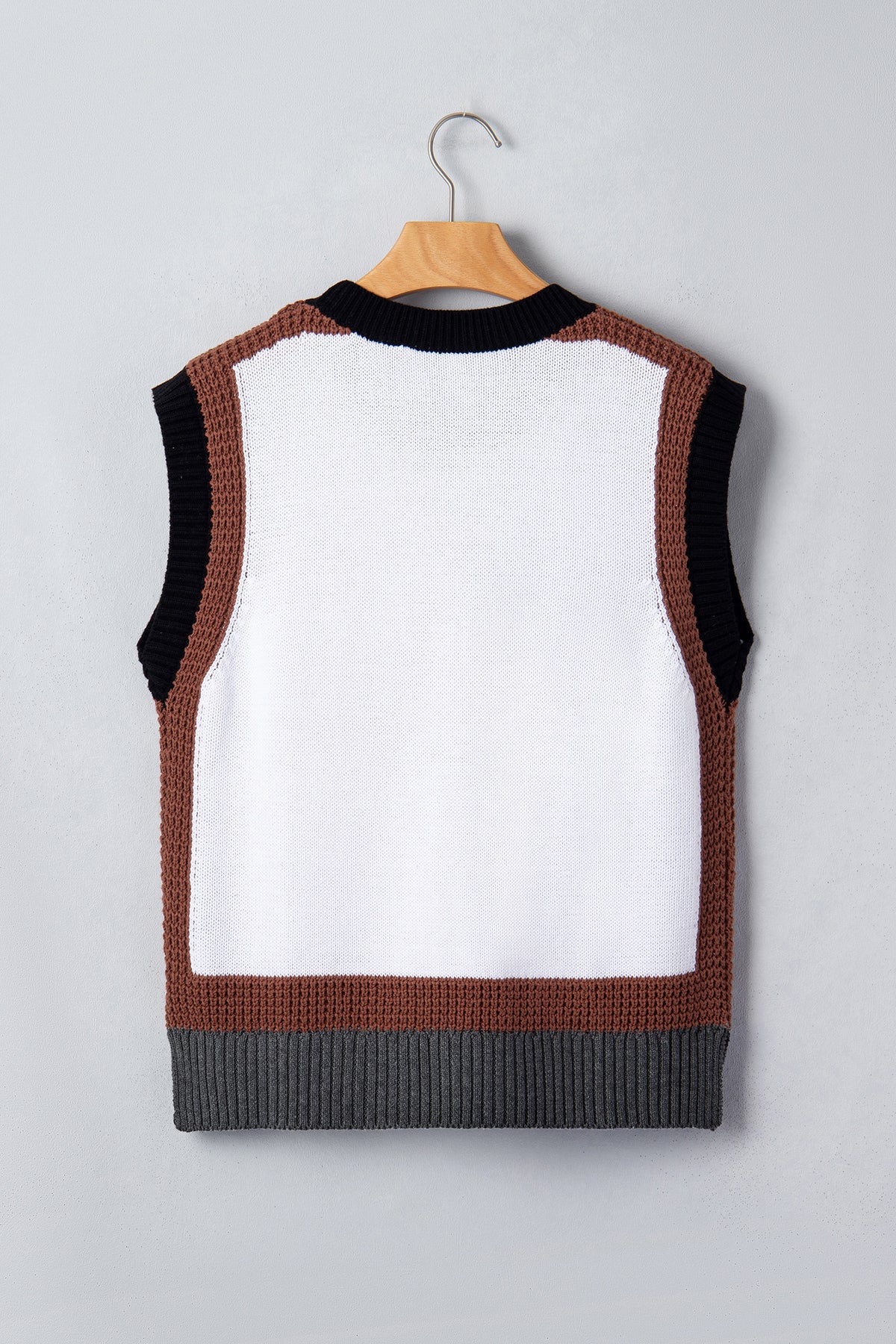 White Western Horse Head Colorblock Trim Sweater Vest