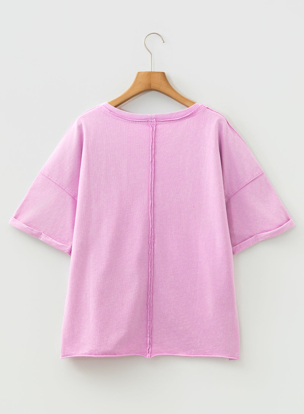 Lavender Mineral Wash Drop Shoulder Raw Edge Loose Tee