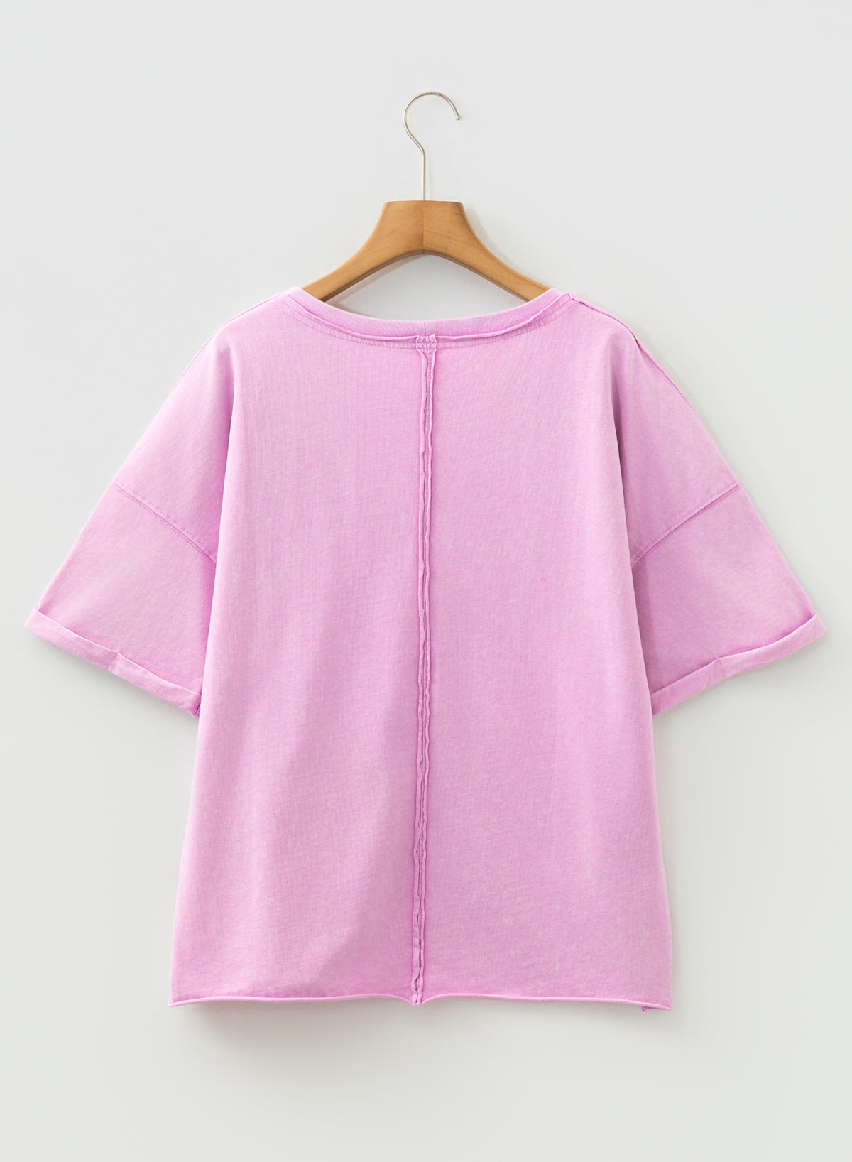 Lavender Mineral Wash Drop Shoulder Raw Edge Loose Tee