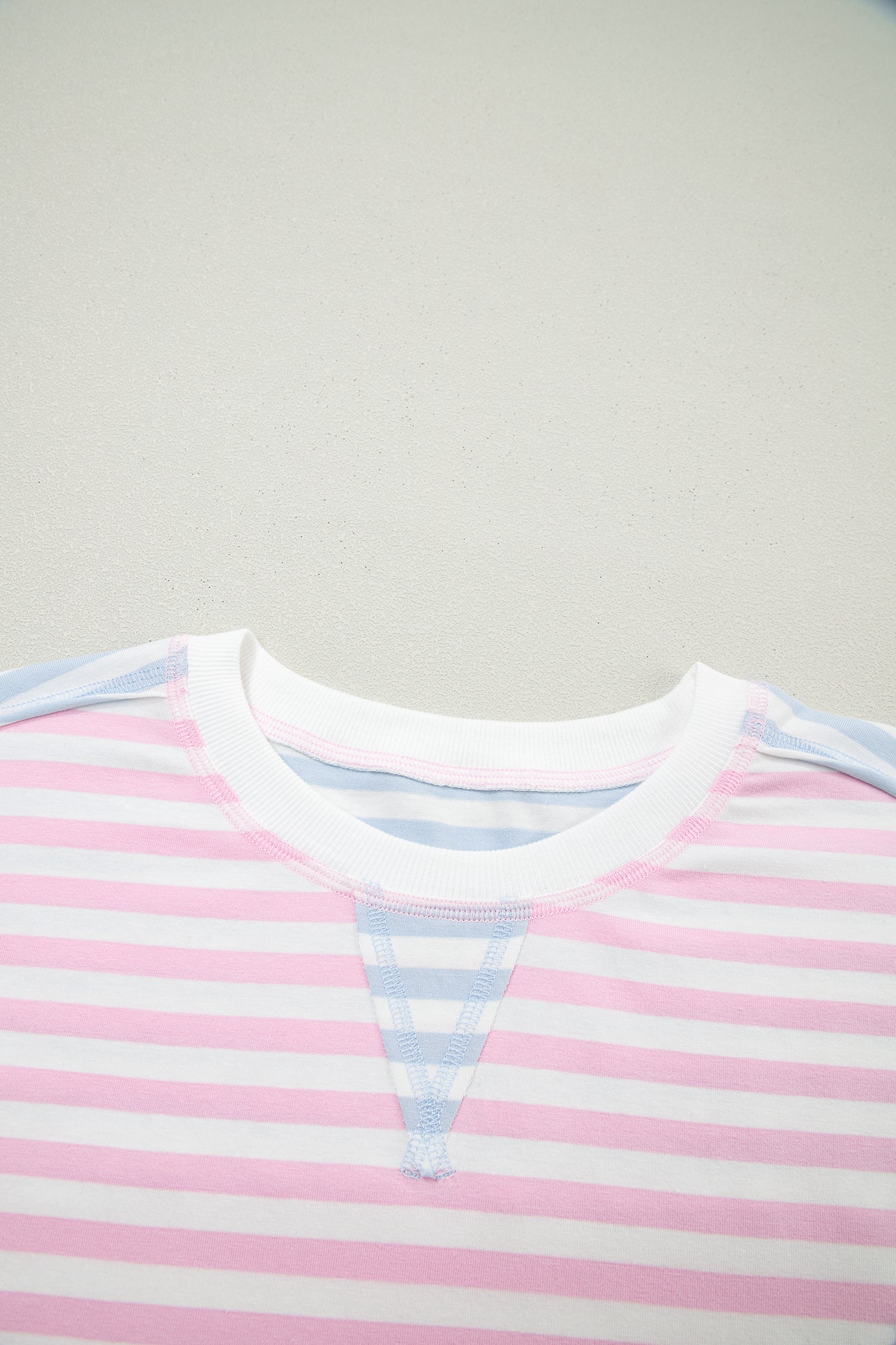 Casual Stripe Oversize Dolman Sleeve Patchwork T Shirt